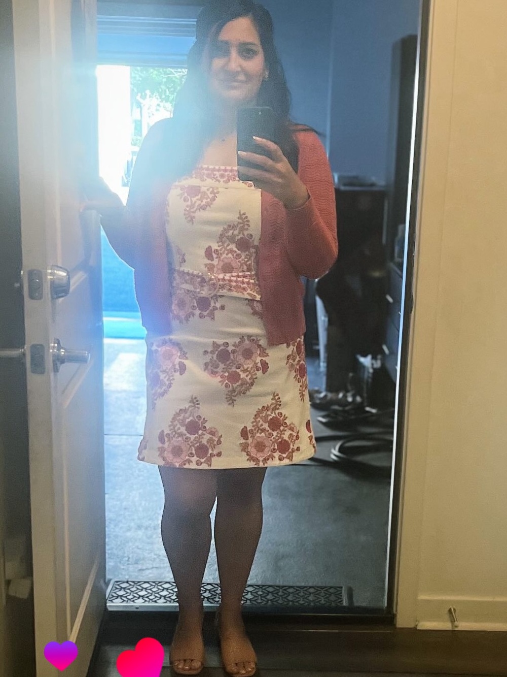 Avec Les filles Floral Strapless Pink Summer Dress mini cherry fit flare 12 - Picture 3 of 5